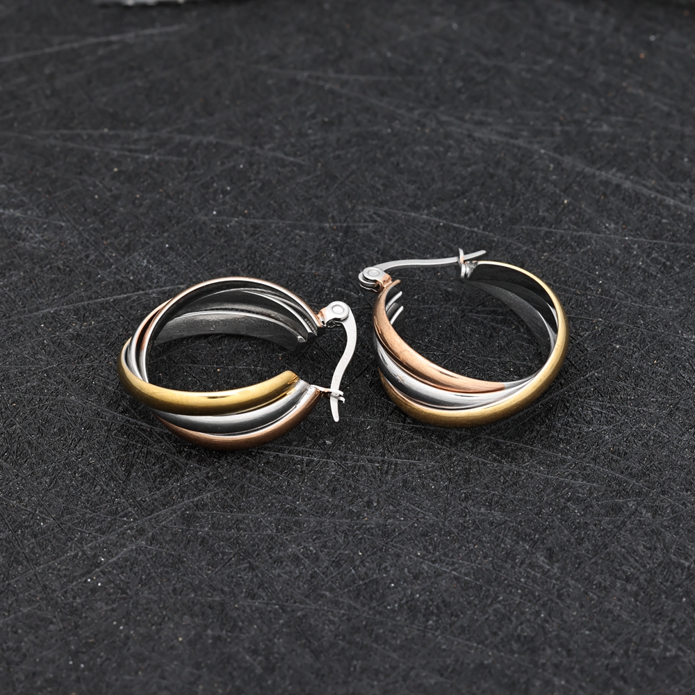 & Hie Triple Laywer Hoop Earrings for Women Ladies Gift Jewelry With Engraved