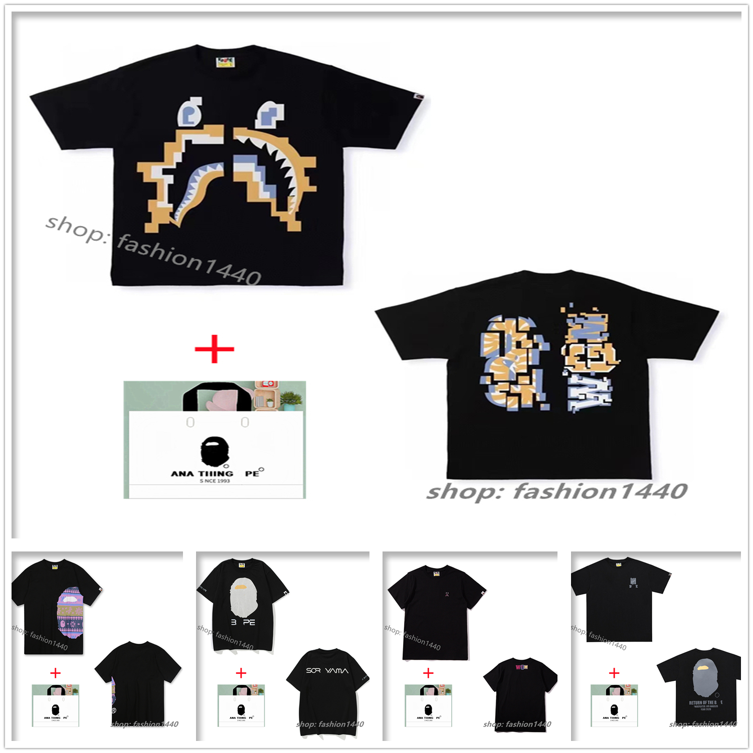 apes Men's t shirt shark head women's short-sleeved T-shirt fake zipper high quality luminous starry gradient camouflage couple cotton bottoming shirt with tote bag A07, 1 pcs button
apes Men's t shirt shark head women's short-sleeved T-shirt fake zipper high quality luminous starry gradient camouflage couple cotton bottoming shirt with tote bag A07, 1 pcs button