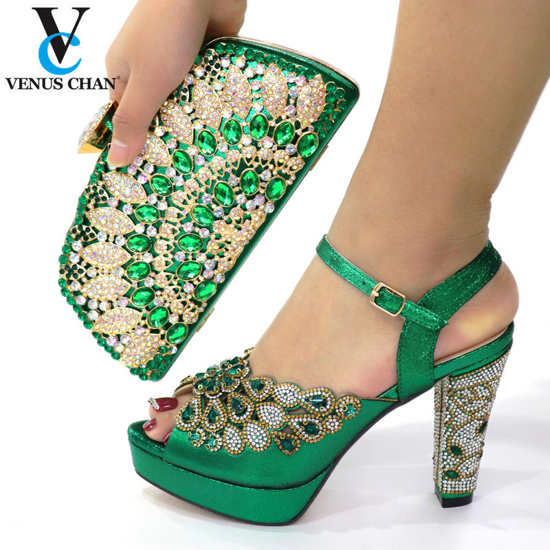 High Quality Silver Color African Shoes and Bag Set To Match Women Nigerian Party Pumps 220509