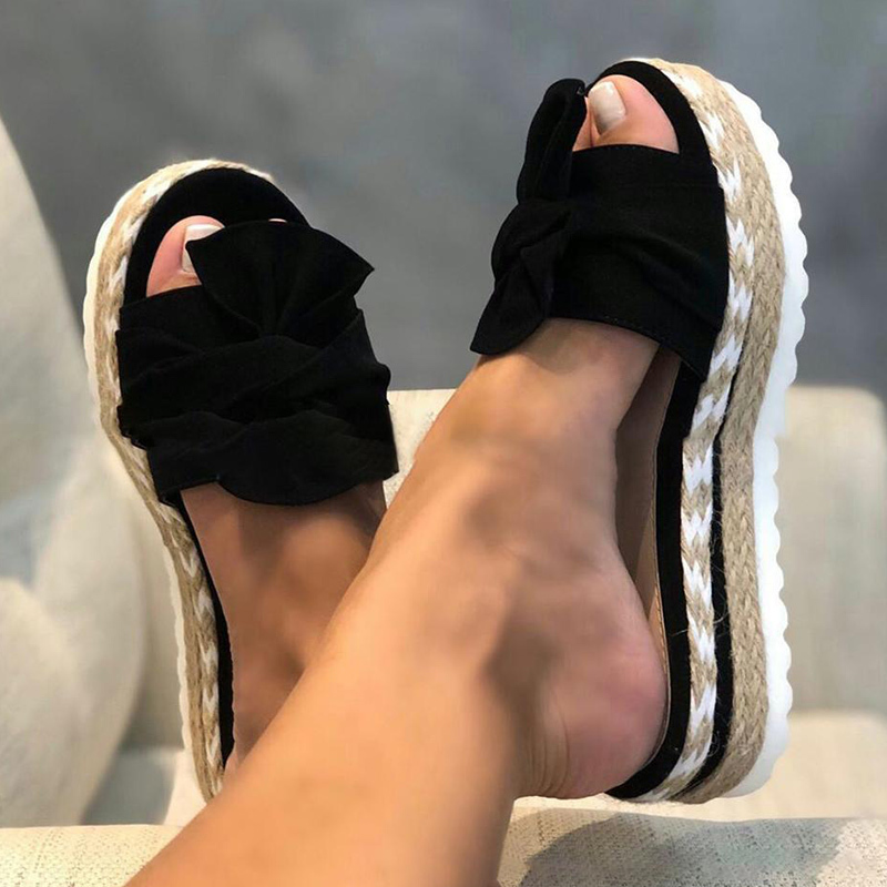 Platform Shoe Bow Summer Sandals Slipper Indoor Outdoor Flipflops Beach Shoes Female 220630