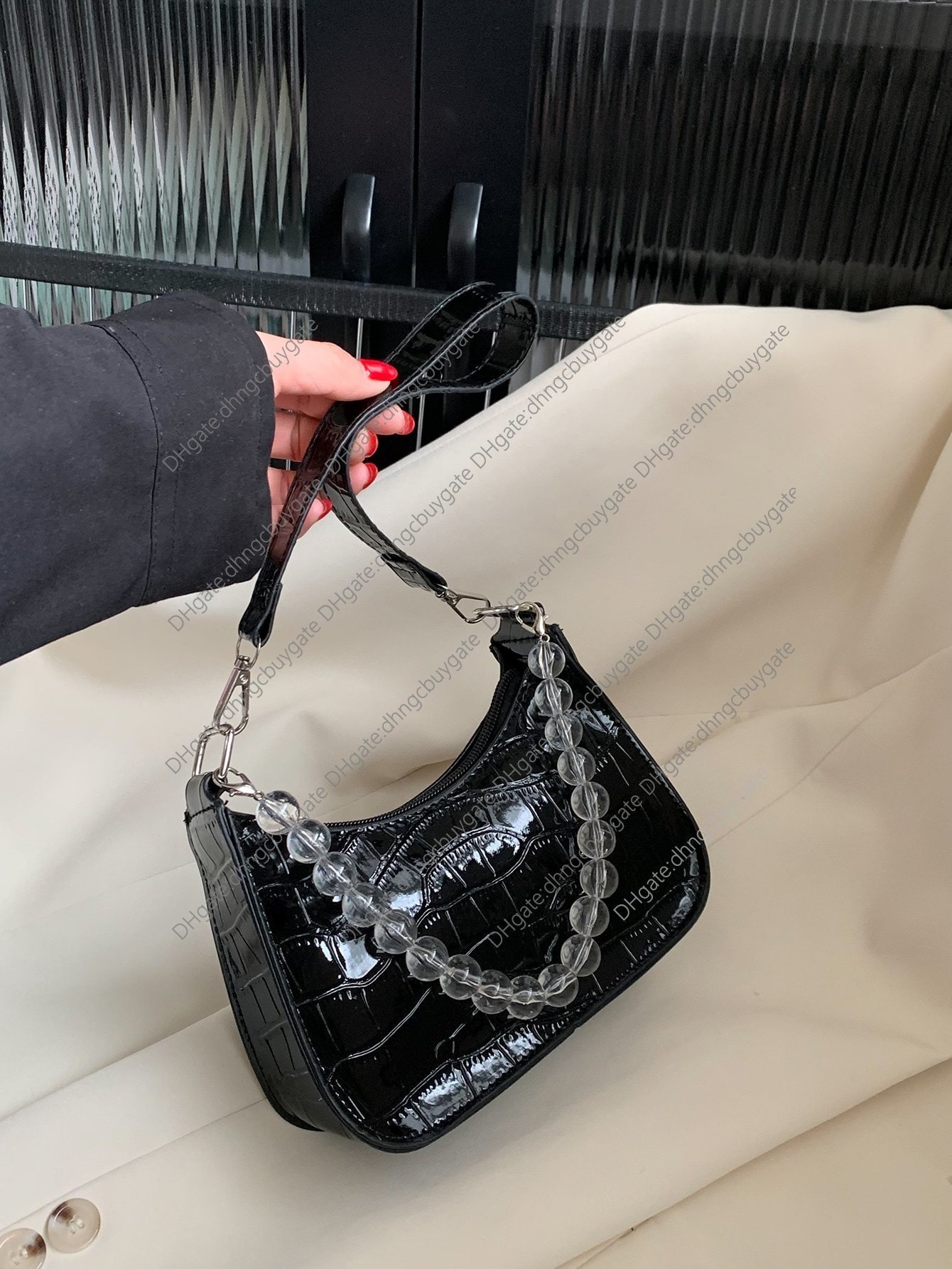 Bead Designer Bag Decor Crocodile Uette Handbag Leather Luxury Brand Fashion Wallet crossbody bag Handbag Leather, Black
Bead Designer Bag Decor Crocodile Uette Handbag Leather Luxury Brand Fashion Wallet crossbody bag Handbag Leather, Black
