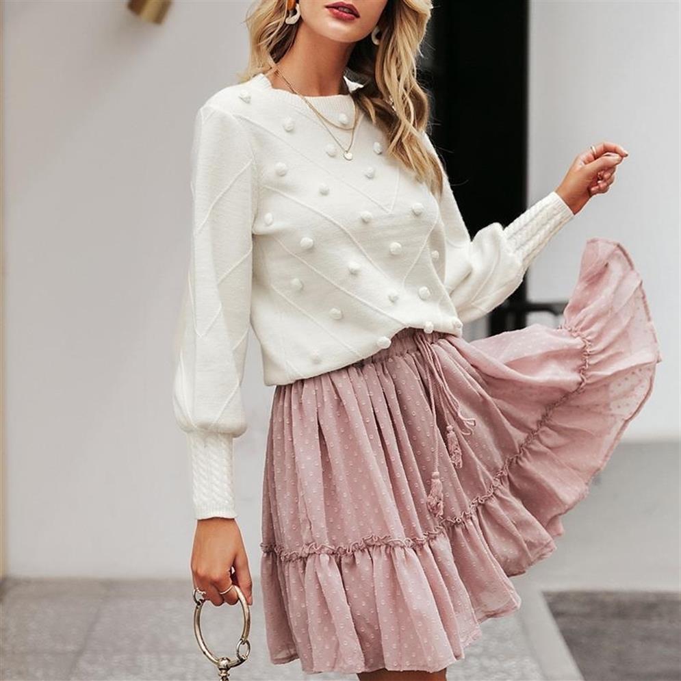 Misswim Elegant pompon white sweater women invierno Lantern sleeve knitted 225F, S19st0618-1
Misswim Elegant pompon white sweater women invierno Lantern sleeve knitted 225F, S19st0618-1