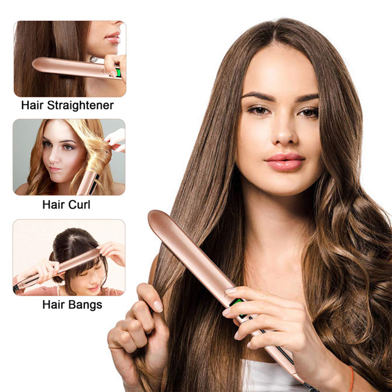 2 In 1 Hair Iron Straightener & Curler Professional Curling Crimper Rollers Machine Tongs Flat 220623