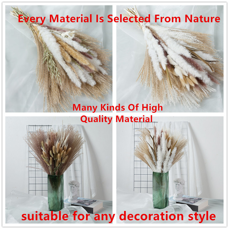 80PCS Natural Dried Flowers Pampa Grass Bouquet Boho Home Decor PhragmitesWedding Ramadan Decoration Mariage Flores Secas2312093