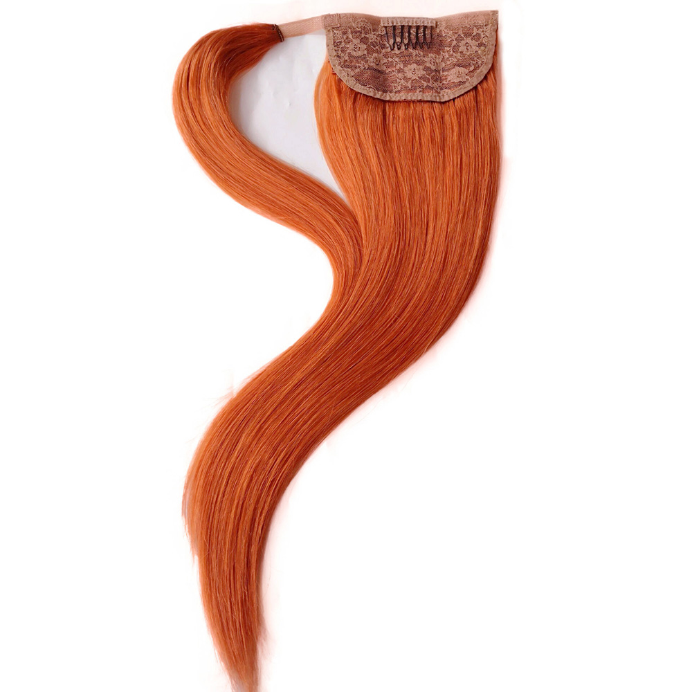Ginger blonde Straight Ponytail Extension Human Hair 120g Orange One Piece Wrap Around Clip in Ponytial Hair Extensions For Women Diva2
