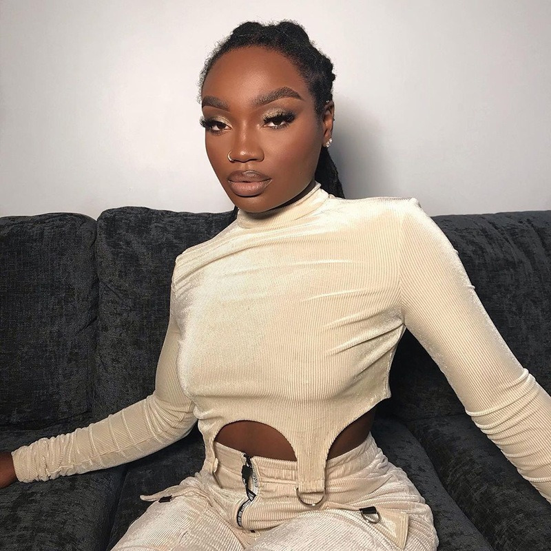 Tunic Chic Korean Autumn Tops Sexy Crop Women T-Shirts Solid Female Ribbed T Shirt for Knitted Tees G28 220328