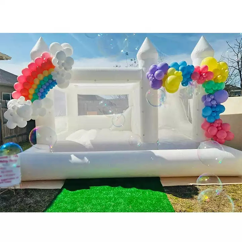 PVC Jumper Inflatable White Bounce House Combo With Slide And Ball Pit Kids Commercial Bouncy Castle Jumping Bouncer