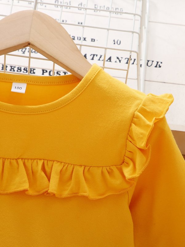 Toddler Girl Ruffle Trim Tee With Floral Leggings SHE