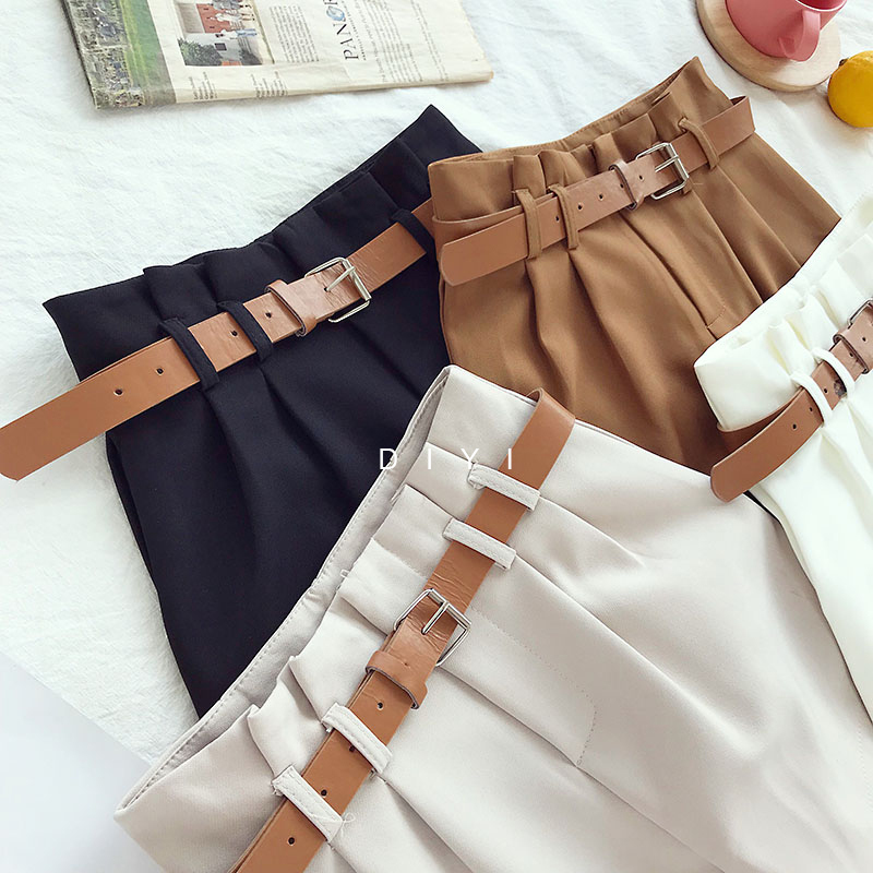ITOOLIN Office Lady Spring Women Shorts Solid Suits Shorts With Sashes Female With Pockets Casual Shorts Korean Women 220527