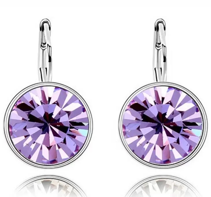 Designer Round Crystal Dangle Earring for Women Shiny Diamond Clip On Earrings Luxury Austrian Ctystal Circle Drop Earrings Fashion Birthday Wedding J