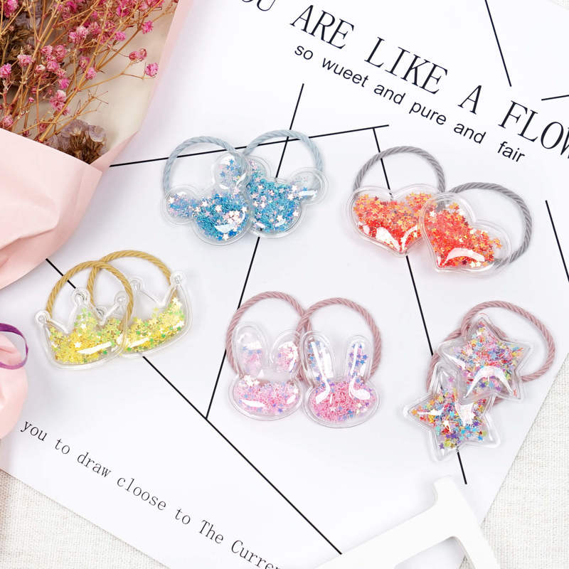 60 120PCS Cartoon Hair Ties Baby Girl Accessories Kawaii Bobbles Elastic Rubber Bands for Children Kids Ponytail Holder 220630