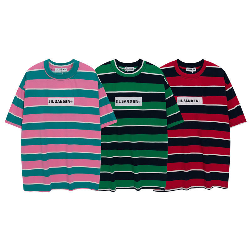 Loose Round Neck Red and Blue Striped Printed Cotton Casual Round Neck Loose Short Sleeve Men's and Women's jil T-shirt, Green
Loose Round Neck Red and Blue Striped Printed Cotton Casual Round Neck Loose Short Sleeve Men's and Women's jil T-shirt, Green