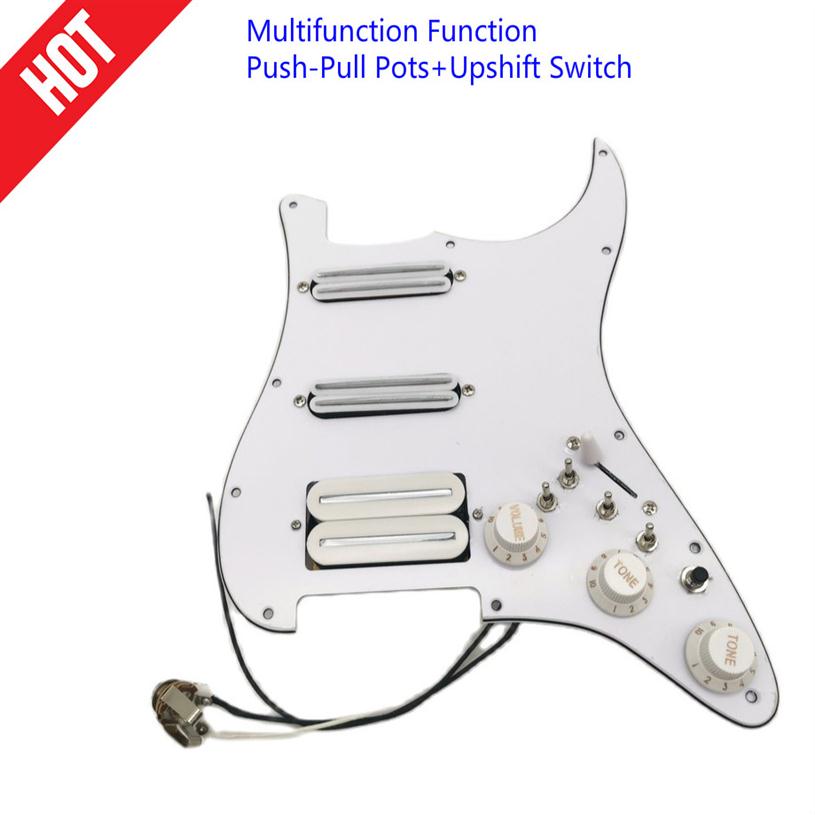 Prewired Stratocaster Pickguard SSH White Dual Track Humbucker Pickup Multifunction Push-Pull Pots Single Cut Function 1 Set Weldi259H
Prewired Stratocaster Pickguard SSH White Dual Track Humbucker Pickup Multifunction Push-Pull Pots Single Cut Function 1 Set Weldi259H