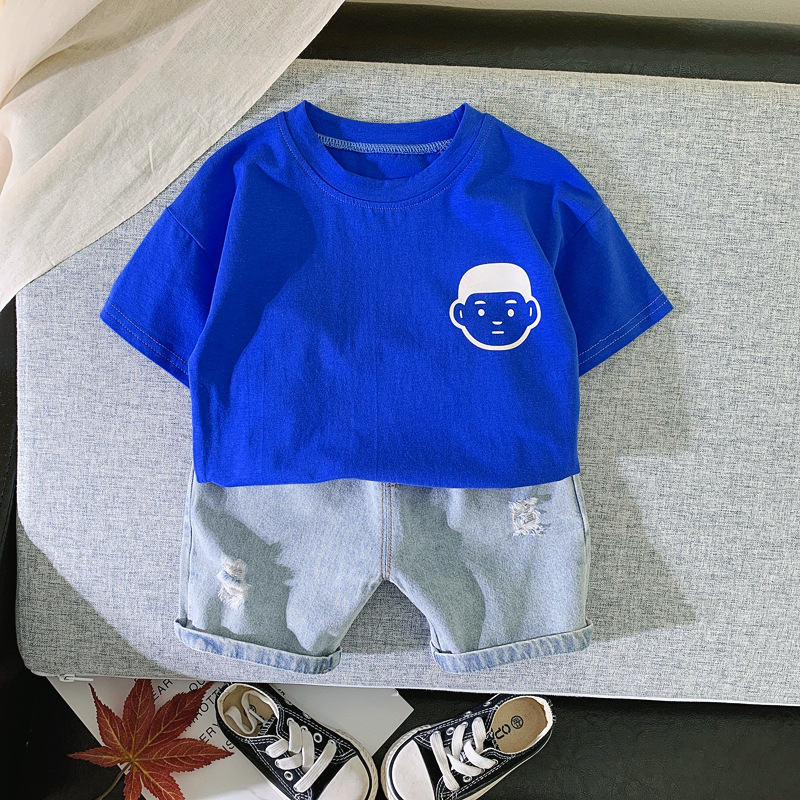Summer born Boys Girls Clothes Outfits sets Pullover Loose TShirt Denim Shorts Suits for Baby 1st Birthday clothing set 220607