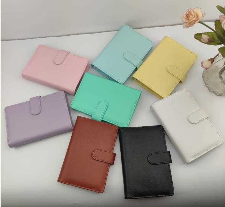 A6 Notebook Binder Wholesale 6 Rings Spiral Business Office Planner Agenda Budgets Binders Macaron Color PU Leather Cover Binder Pockets