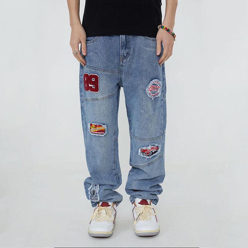 Men' Jeans Harakuju Streetwear Embroidery Baggy Pants Blue Hip Hop Casual Denim Trousers For Male Oversized PatchworkMen, Black
Men' Jeans Harakuju Streetwear Embroidery Baggy Pants Blue Hip Hop Casual Denim Trousers For Male Oversized PatchworkMen, Black