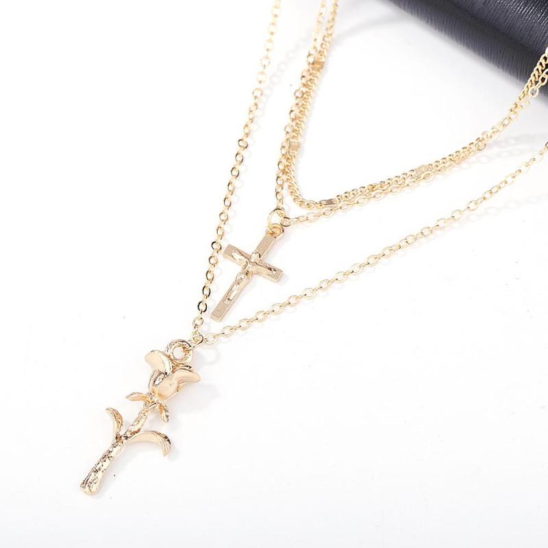 Pendant Necklaces Est Boho Multilayer Golden Tone Rose Cross Choker Necklace Women Jewelry Gift
Pendant Necklaces Est Boho Multilayer Golden Tone Rose Cross Choker Necklace Women Jewelry Gift
