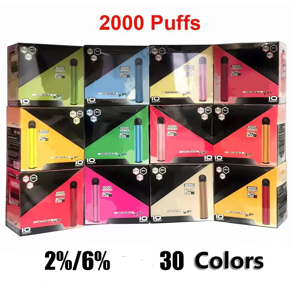 Bang XXL Disposable Electronic Cigarette 2000Puffs 800mAh Battery 6ml Pod 30 Colors 6% 2% 5% Strength