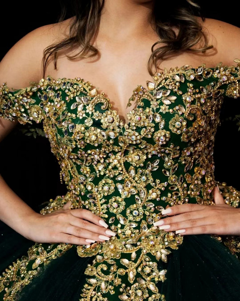 Formal Dark Green Quinceanera Dresses Lace Beads Sequin Vestidos De 15 Anos Sweet 16 Ball Gown Prom Dress Custom