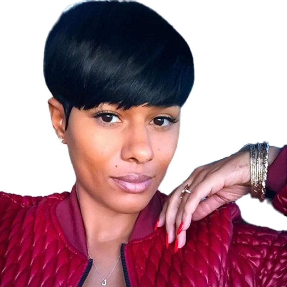 Pixie Cut Short Human Hair Straight Hair Full Machine Made Wigs Glueless Black Color Peruvian Remy none lace for Women, #1b
Pixie Cut Short Human Hair Straight Hair Full Machine Made Wigs Glueless Black Color Peruvian Remy none lace for Women, #1b