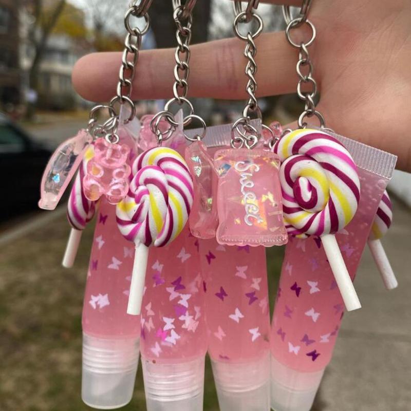 Lip Gloss 10ml Pink Pearl Glossy Key Chain Cute Bear Lollipop Charm Natural Kit Base Vegan Clear Lipgloss Customized Lipstick, Stu-3pc
Lip Gloss 10ml Pink Pearl Glossy Key Chain Cute Bear Lollipop Charm Natural Kit Base Vegan Clear Lipgloss Customized Lipstick, Stu-3pc