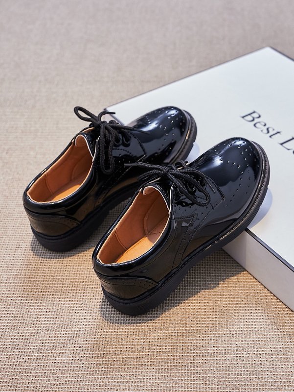 Boys Two Tone Lace-up Front Flat Oxfords SHE