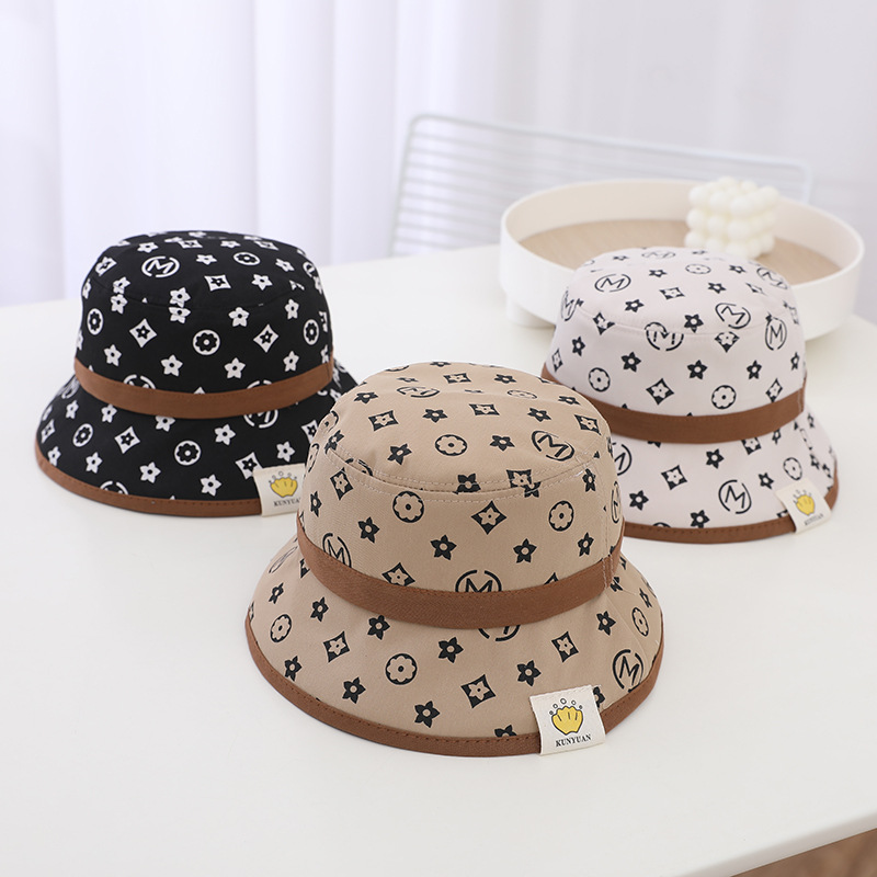 Summer Spring Cotton Baby Bucket Hat for Children Boy Girl Print Beach Cap Sun-resistant Visor Outdoor Fisherman Hat