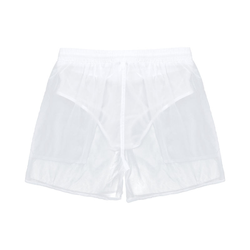 Transparent Swimwear Mens Swim Shorts Sexy Solid Drawstring Quick Dry Beach Man Swimming Trunks with Bulit in Mesh Briefs 220620