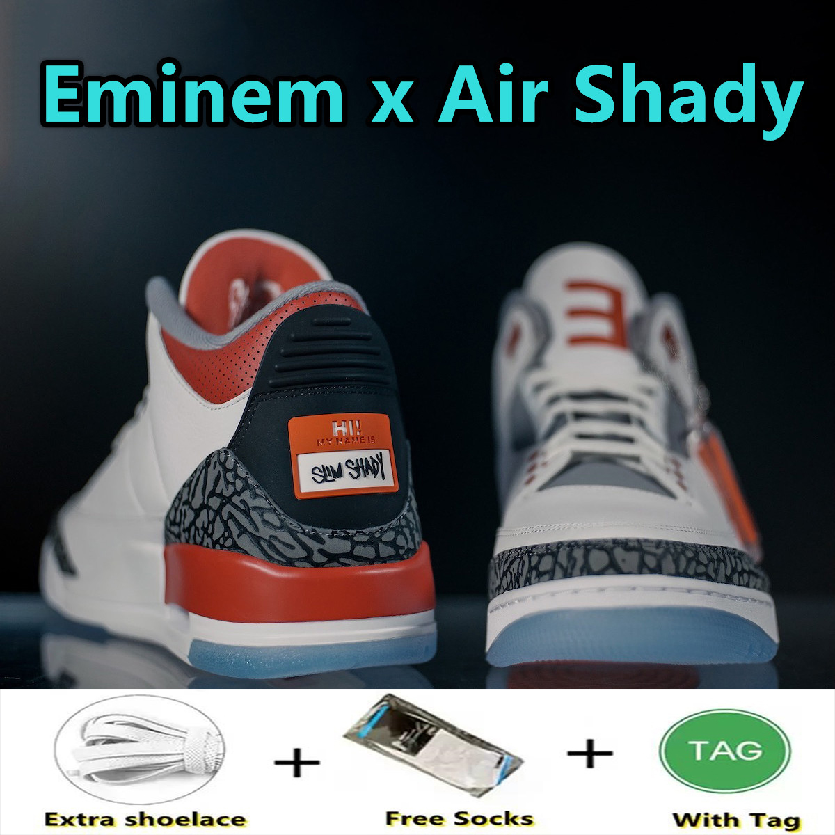 Jumpman 3 mens basketball shoes Eminem x Air Shady Fire Red Slim Shady Bowl PE 3s trainers outdoor men sports sneakers 40-47
Jumpman 3 mens basketball shoes Eminem x Air Shady Fire Red Slim Shady Bowl PE 3s trainers outdoor men sports sneakers 40-47