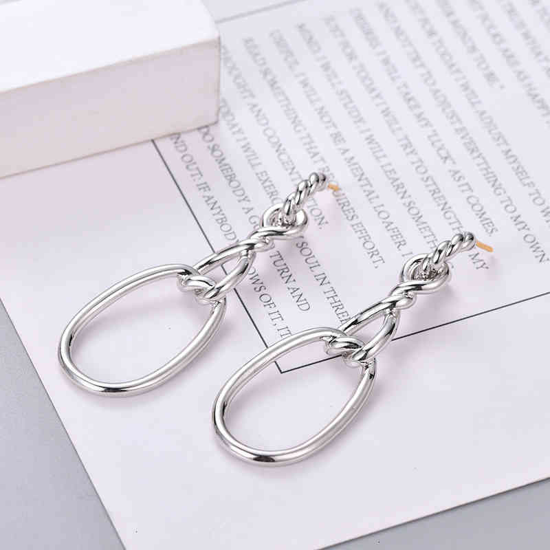 Earring Double Wearing Twisted Thread Silver Needle Earrings Women Fashion Versatile Platinum Plated Popular Earrings Are
