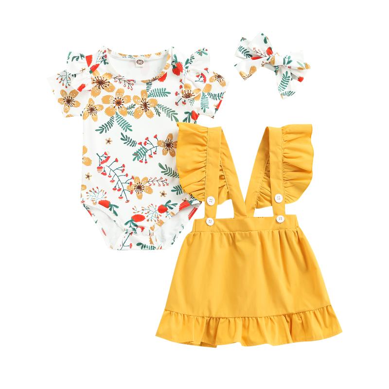 Clothing Sets Infant Girls 3PCS Romper Suit Floral Short Sleeve Snap Plain Ruffle Suspender Pleated Skirt Bow Headband SetClothing, As pic
Clothing Sets Infant Girls 3PCS Romper Suit Floral Short Sleeve Snap Plain Ruffle Suspender Pleated Skirt Bow Headband SetClothing, As pic