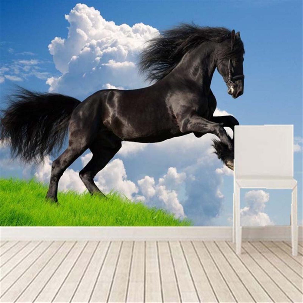 Custom 3D Nature Scenery Blue Sky White Clouds Black Mural Wallpaper Sofa TV Background Wall Papers Home Decor