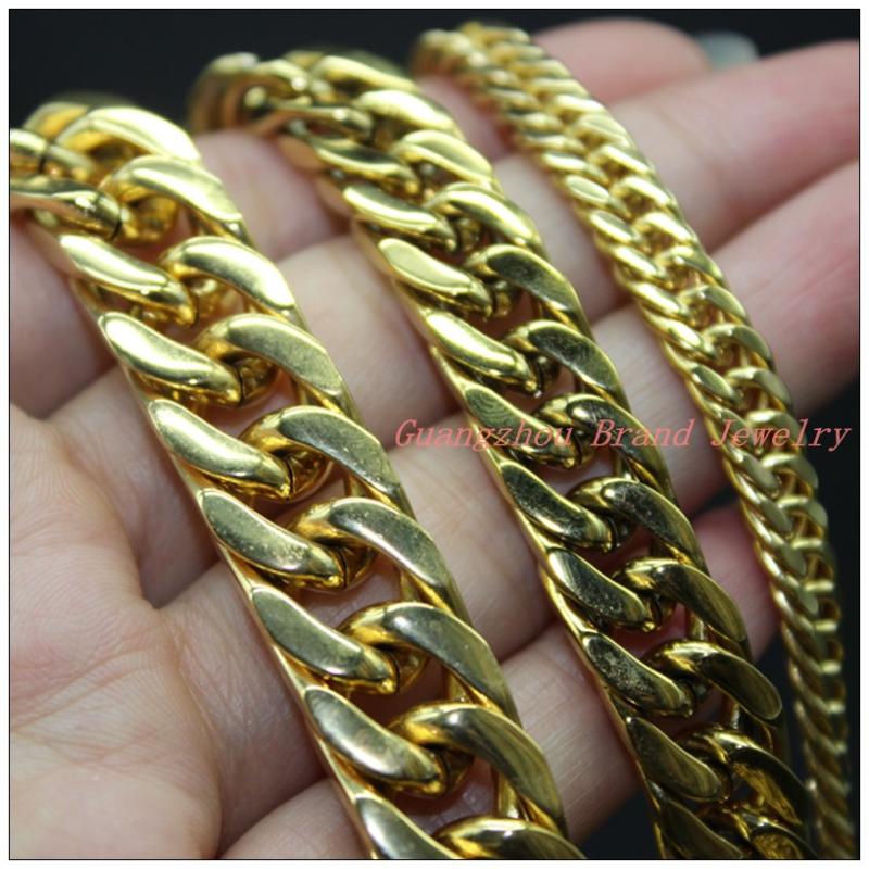 Chains 6/10/12mm Fashion Christmas Gift 316L Stainless Steel Gold Color Curb Link Chain Mens Boys Necklace JewerryChains
Chains 6/10/12mm Fashion Christmas Gift 316L Stainless Steel Gold Color Curb Link Chain Mens Boys Necklace JewerryChains