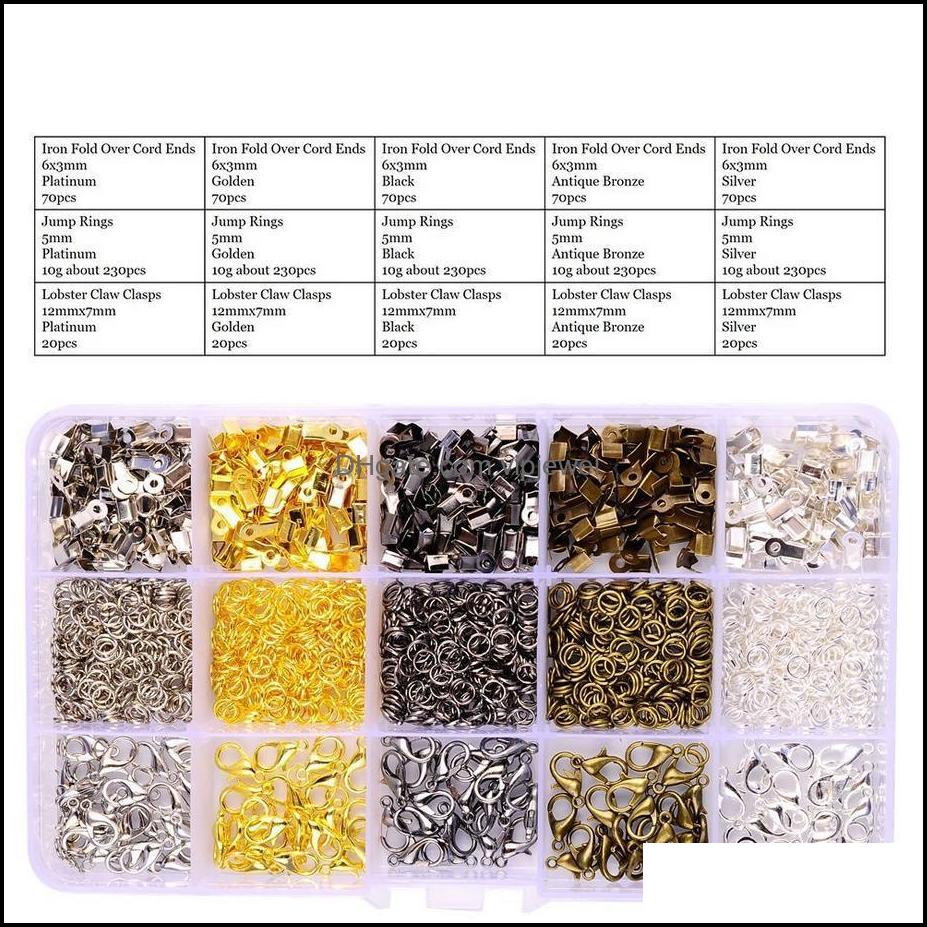 Clasps Hooks Jewelry Findings Components Set Diy Beading Making Kit With Lobster Jump Ring Dh4Sa