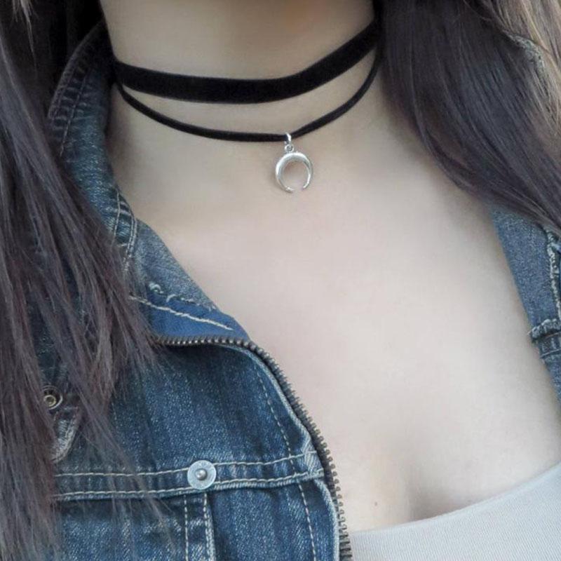 Chokers Crescent Moon Choker Necklace Double Wrap Black Dainty ChokerChokers
Chokers Crescent Moon Choker Necklace Double Wrap Black Dainty ChokerChokers