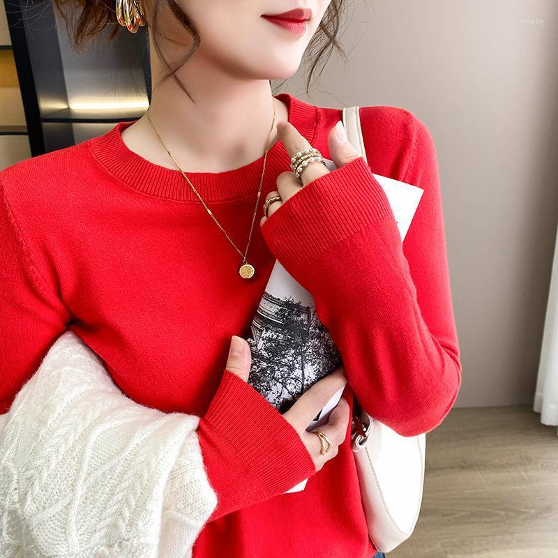 Women's Sweaters 2022 Spring And Autumn Sweater Round Neck Korean Loose Inner All-match Bottoming Shirt Women, White 
Women's Sweaters 2022 Spring And Autumn Sweater Round Neck Korean Loose Inner All-match Bottoming Shirt Women, White
