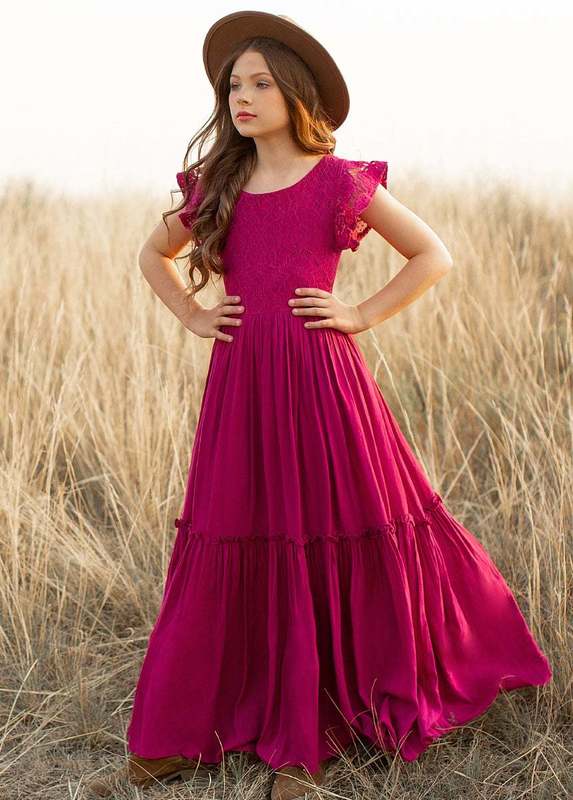 Princess Girls Lace Chiffon Long Dresses Baby Kids Flower Girl Wedding Birthday Party Vestidos Children Clothing For 3-15 Years 220426