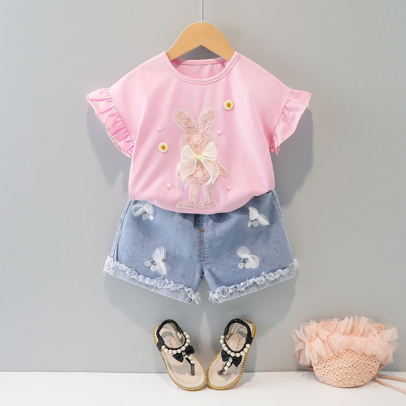 LZH Children Clothing Sets Kids Baby Girls Clothes T-shirt+Jeans 2Pcs Outfit Suit Summer For 1-4Year 220419