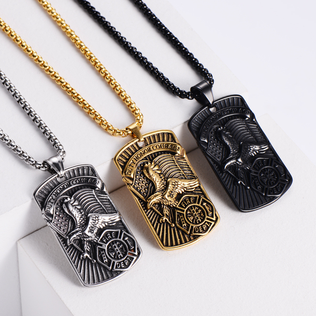 Stainless steel Pendant Necklaces punk Eagle animal elements retro The eagle tags Duty honor courage Men Jewelry
Stainless steel Pendant Necklaces punk Eagle animal elements retro The eagle tags Duty honor courage Men Jewelry