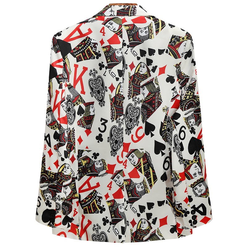 Fashion Style Mens Korean Version Poker Printed Perform Blazer Vintage Blazer for Men Casual Business Party Wedding Dress 220725