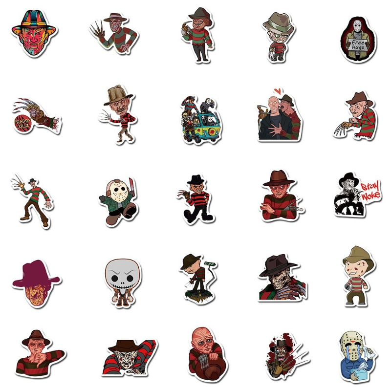 50Pcs/Lot Horror Movies Michael Myers Friday the 13th sticker Freddy Krueger Stickers Graffiti Kids Toy Skateboard Phone Laptop Luggage Sticker Decals