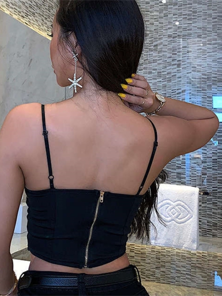 Sexy Lace Strap Backless Short Women Top Nightclub Solid Black Up Summer Beach Boho Camis Tank BOG 39HY 220325