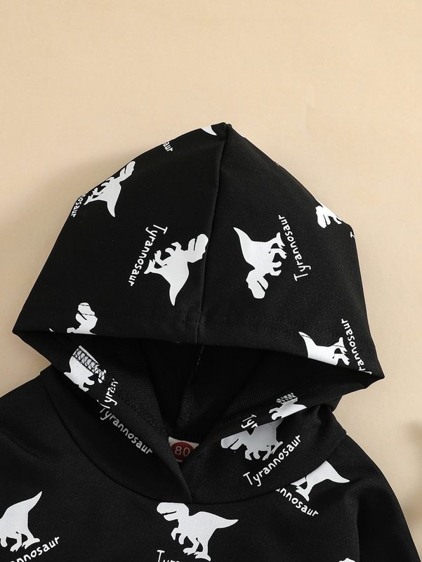 Baby Letter And Dinosaur Print Hoodie SHE