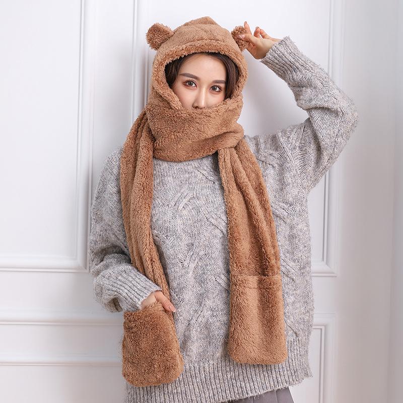 Berets Fashion Scarf Hat Gloves 3piece Women Cute Ear Winter Warm Soft Thickening Pocket Hats Hooded, Beige
Berets Fashion Scarf Hat Gloves 3piece Women Cute Ear Winter Warm Soft Thickening Pocket Hats Hooded, Beige