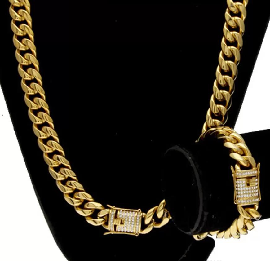 Stainless Steel Jewelry Sets 18K Gold Plated Casting Dragon Clasp W/Diamond Cuban Link Necklace Bracelet 2Pcs Men Curb Chains Drop Deliver
Stainless Steel Jewelry Sets 18K Gold Plated Casting Dragon Clasp W/Diamond Cuban Link Necklace Bracelet 2Pcs Men Curb Chains Drop Deliver