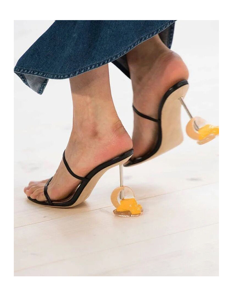 women Ladies Genuine sandals dress shoes Eggs specialshaped high heels peep toe open toes wedding party sheepskin Narrow Ban