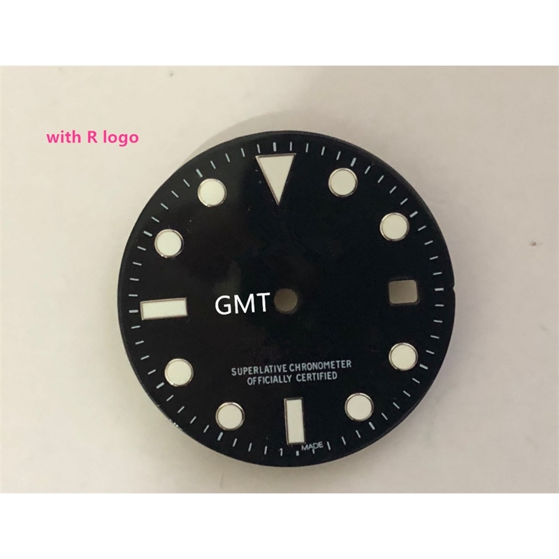 29mm GMT Black Watch Dial for 8215 8200 and 3804 Movement with Blue Luminous Hand 220624