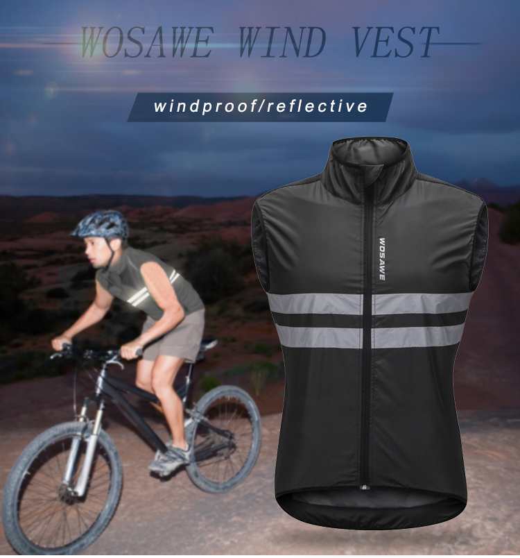 WOSAWE Reflective Cycg Vest Windproof MTB Road Bike Bicycle Sleeveless Jersey Top Cycle Gilet Ciclismo Wind Coat 2207