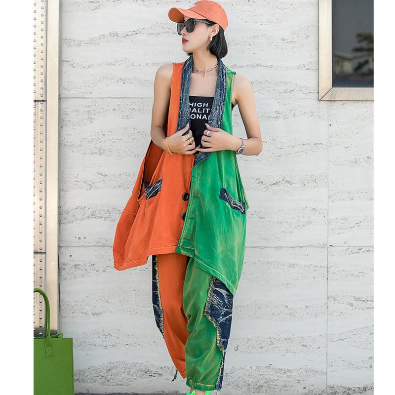 Women's Two Piece Pants 2022 Summer Set Women Print Pattern Sleeveless Pocket Vest Top Elastic Waist Patchwork Harem LZP051Women's
Women's Two Piece Pants 2022 Summer Set Women Print Pattern Sleeveless Pocket Vest Top Elastic Waist Patchwork Harem LZP051Women's