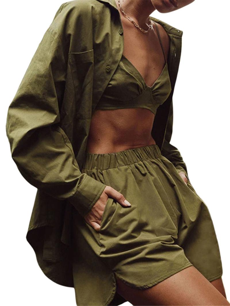 Women' Tracksuits Women Casual Piece Sets 2022 Autumn Female Vintage Loose Outfits Long Sleeve Shirt And High Waist Shorts SuitsWomen' Wom
Women' Tracksuits Women Casual Piece Sets 2022 Autumn Female Vintage Loose Outfits Long Sleeve Shirt And High Waist Shorts SuitsWomen' Wom